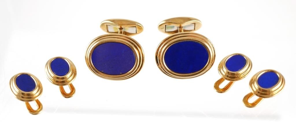 PAIR 18K GOLD & LAPIS LAZULI