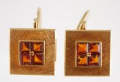 PAIR 18K YELLOW GOLD & MADEIRA