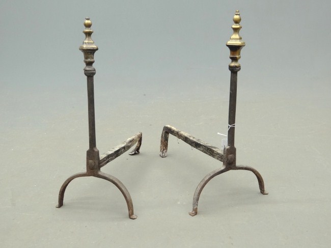 Pair 18th c. brass and iron
