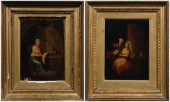 Pair 18th century genre painti