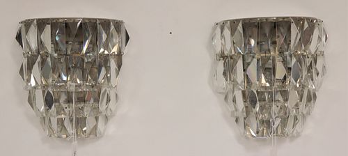 PAIR 1970'S CHROME & CUT-GLASS