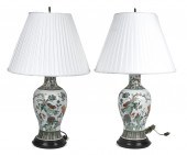 PAIR 19H C. CHINESE VASE/LAMPS