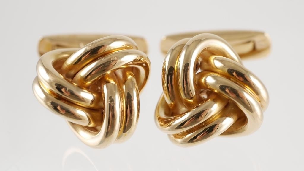 PAIR 19K YELLOW GOLD KNOT