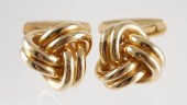 PAIR 19K YELLOW GOLD KNOT CUFF