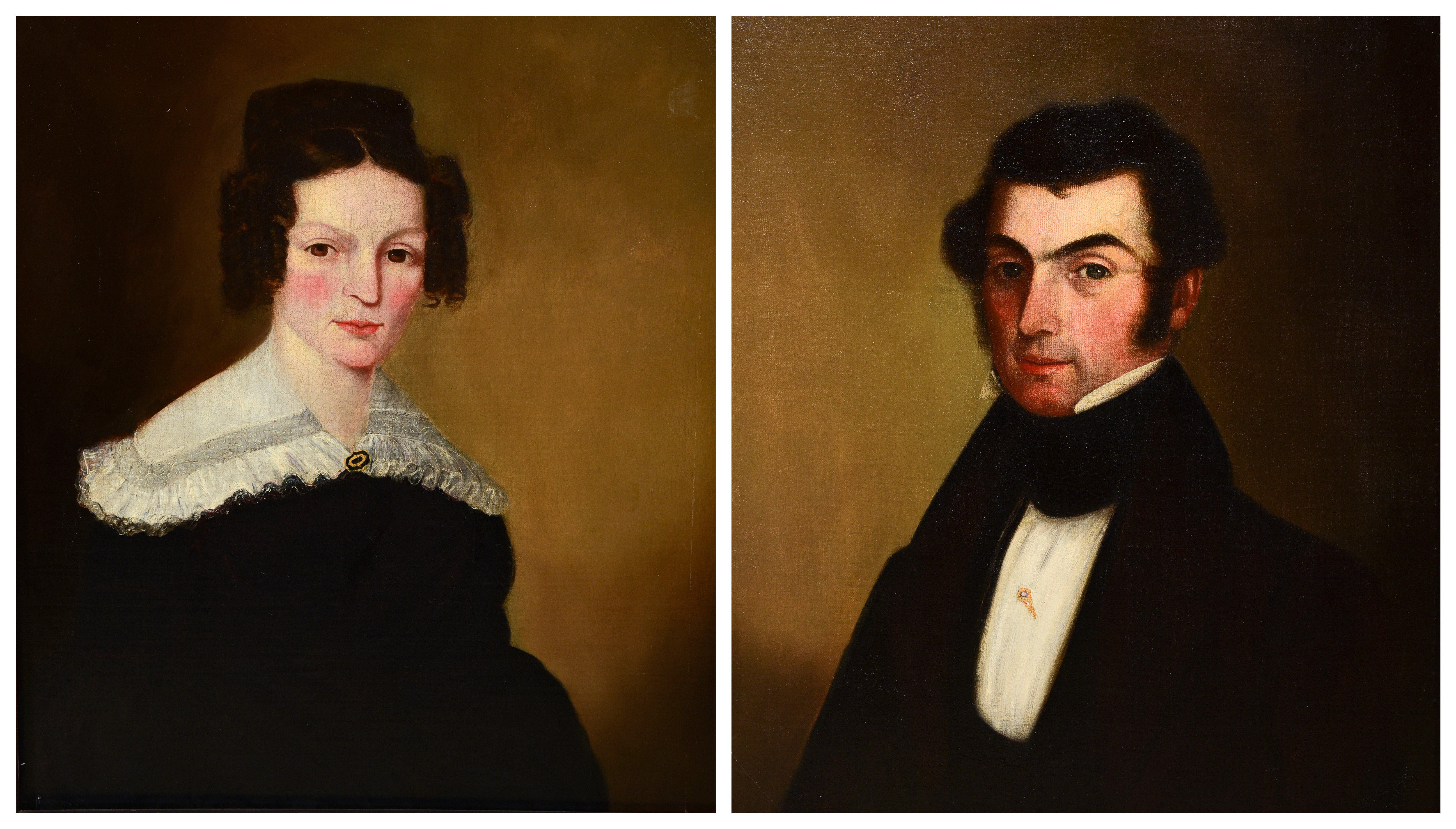 Pair 19th C American portrait