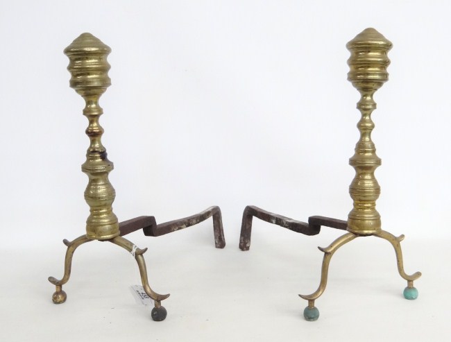 Pair 19th c. brass beehive