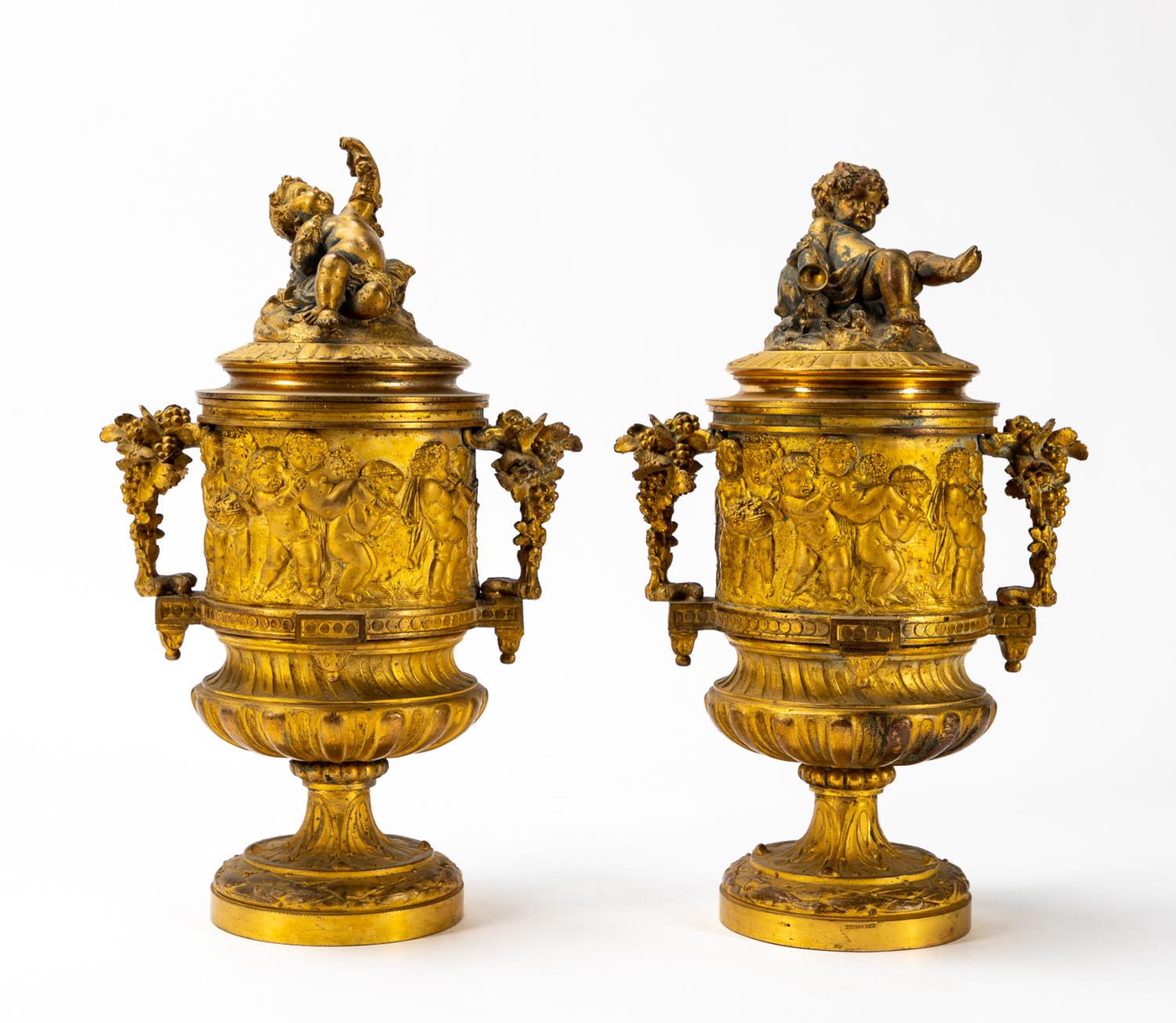 PAIR, 19TH C. BRONZE DORE