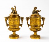 PAIR, 19TH C. BRONZE DORE BACC