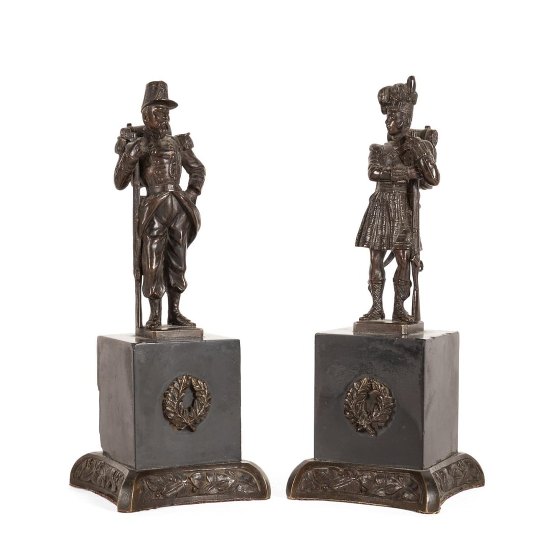 PAIR 19TH C. BRONZE FIGURES OF