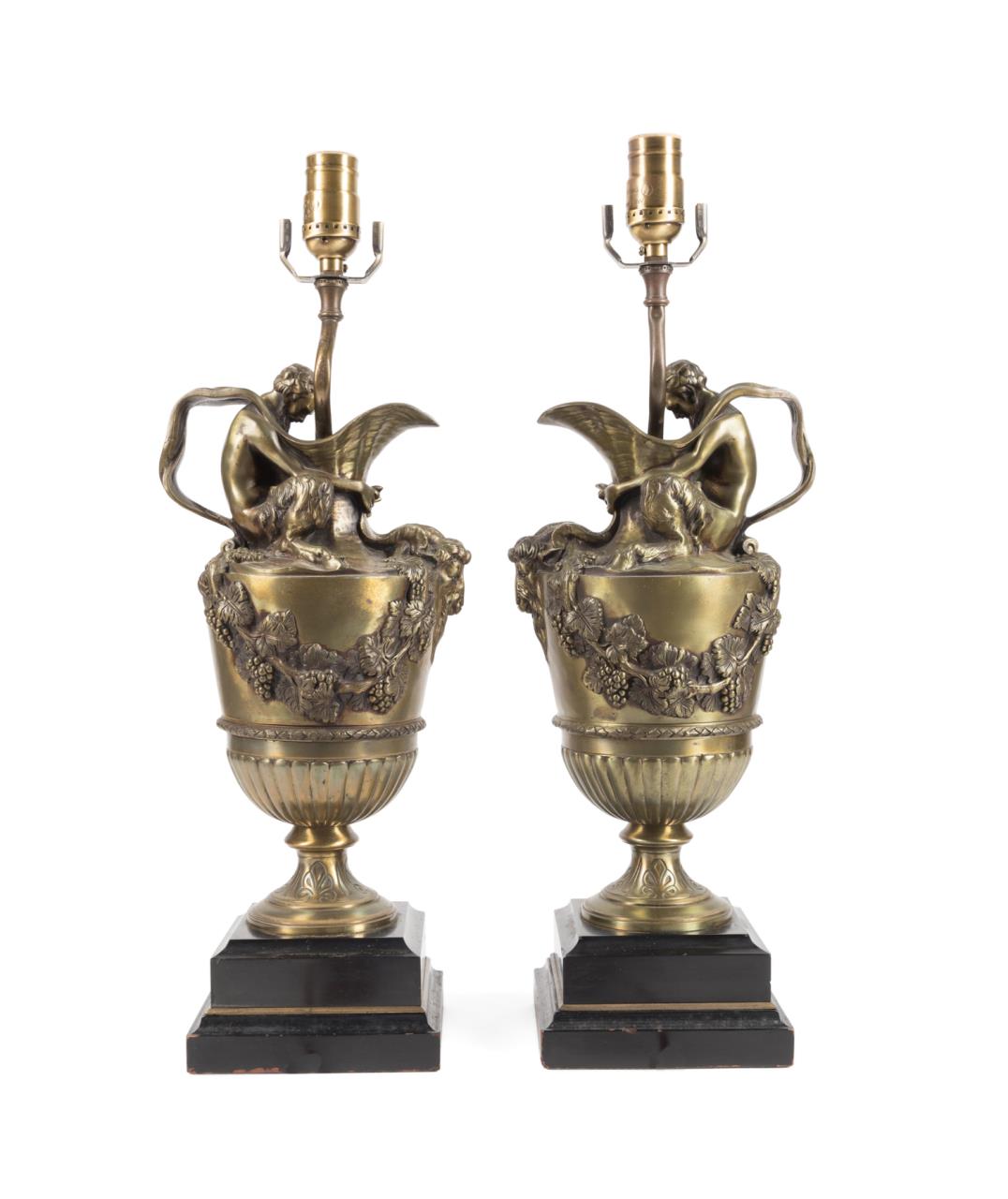 PAIR 19TH C. BRONZE ?SACRED TO