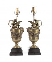 PAIR 19TH C. BRONZE ?SACRED TO