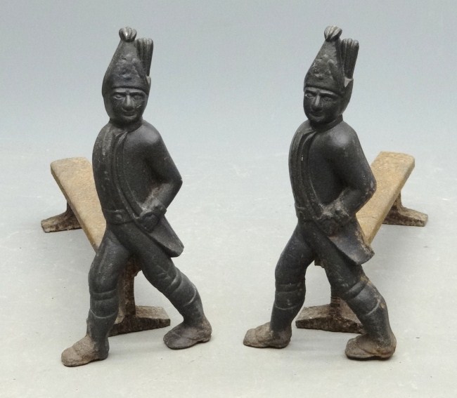 Pair 19th c. cast iron Hessian