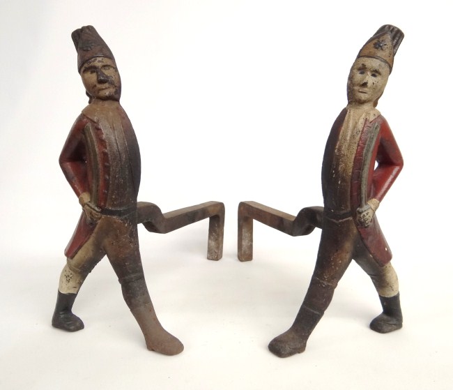 Pair 19th c. cast iron polychrome