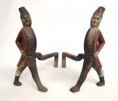 Pair 19th c. cast iron polychr