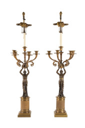 PAIR 19TH C EMPIRE BRONZE FIGU