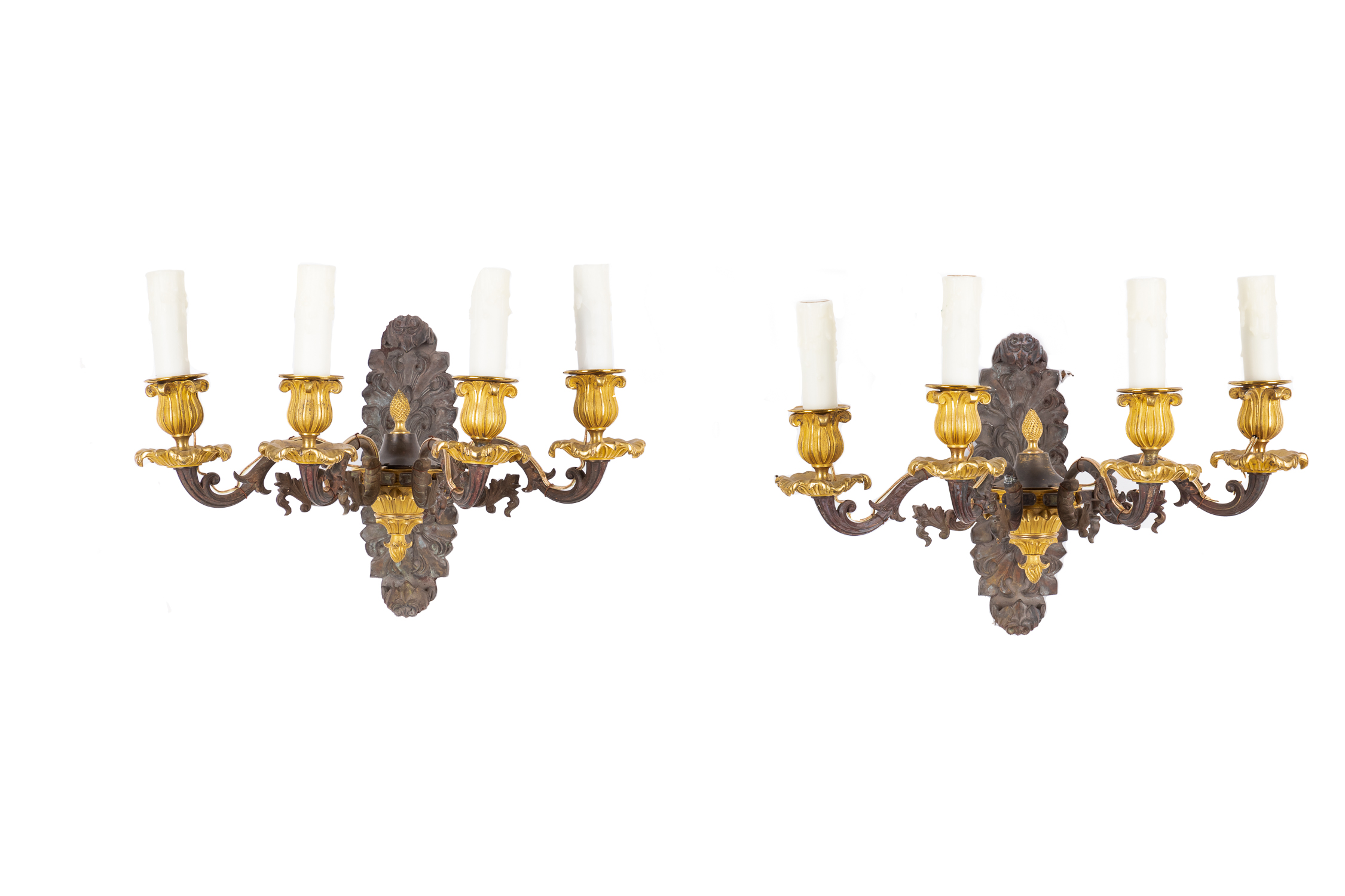 PAIR 19TH C. EMPIRE FOUR LIGHT