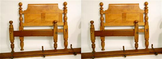 Pair 19th C. figured maple twin