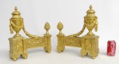 Pair 19th c. fire gilt chenet