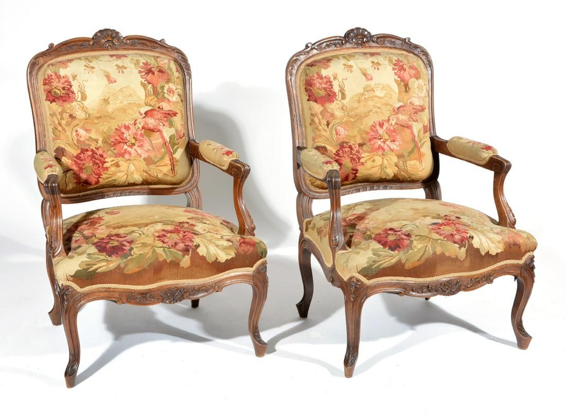 PAIR 19TH C FRENCH CARVED WALNUT