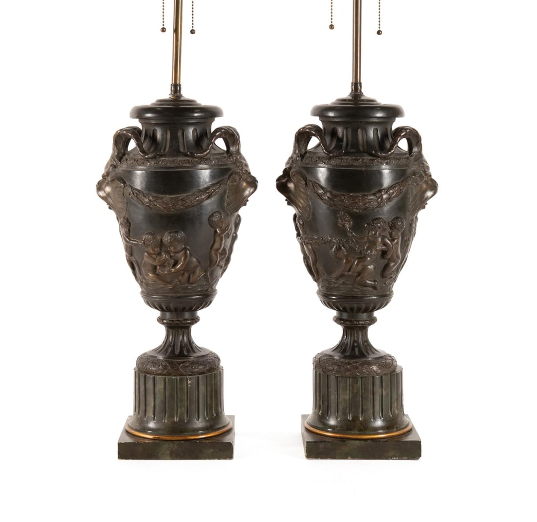 PAIR, 19TH C. FRENCH URN LAMPS,