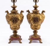 PAIR, 19TH C. GILT BRONZE URN