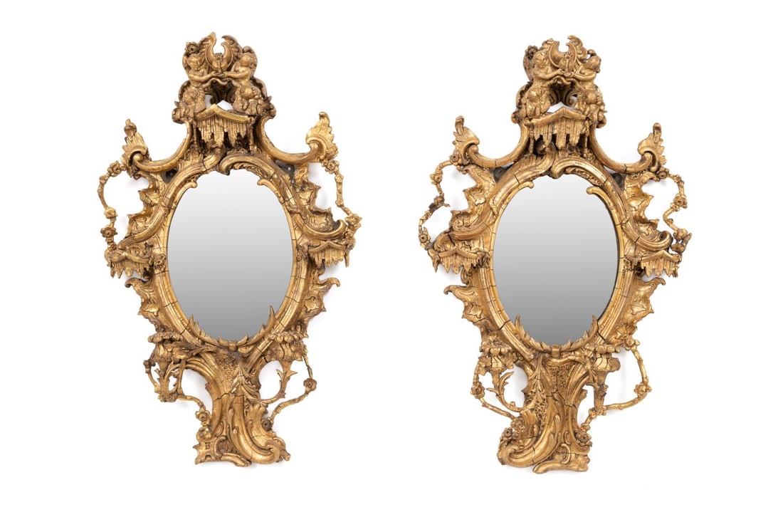 PAIR 19TH C. GILTWOOD GIRANDOLE