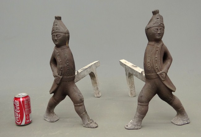 Pair 19th c. Hessian andirons. 17''
