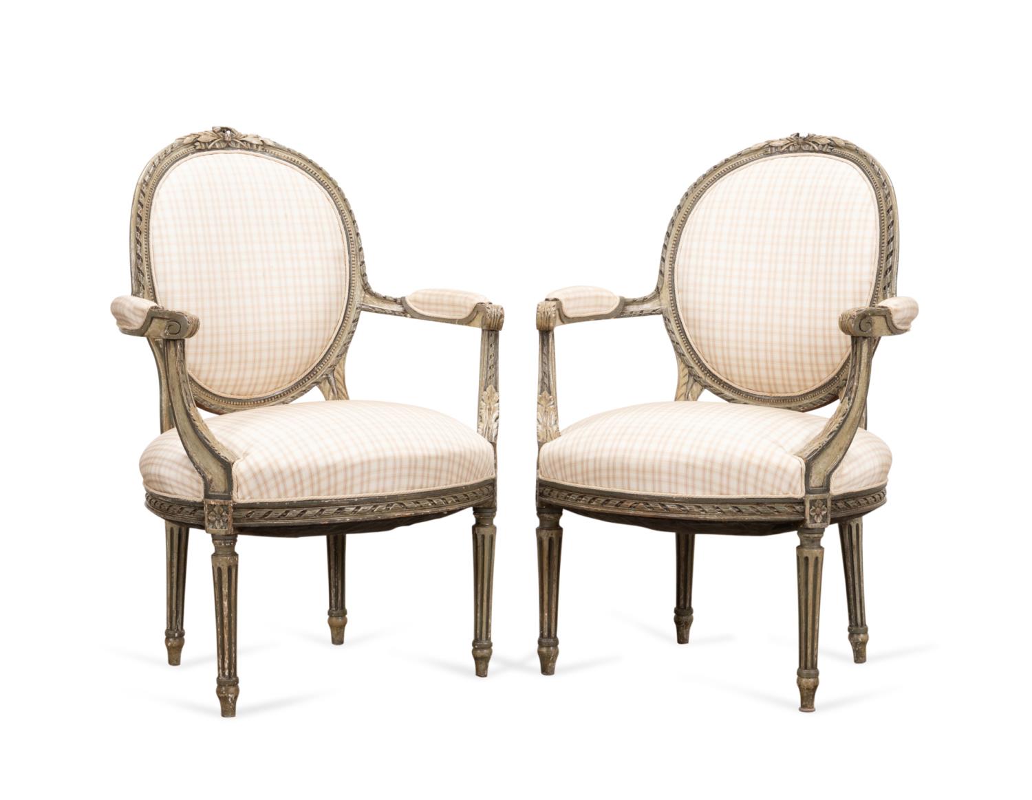 PAIR 19TH C. LOUIS XVI STYLE GREY