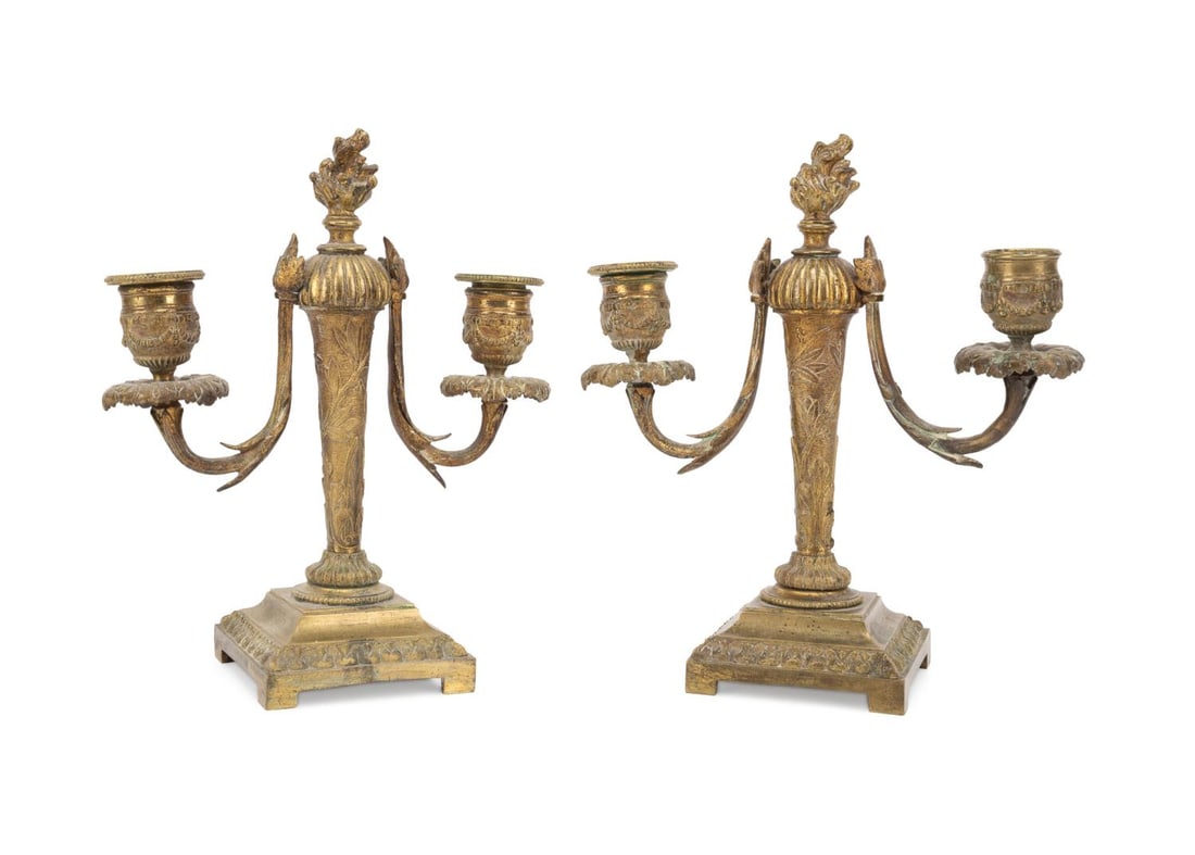 PAIR 19TH C. LOUIS XVI STYLE BRONZE