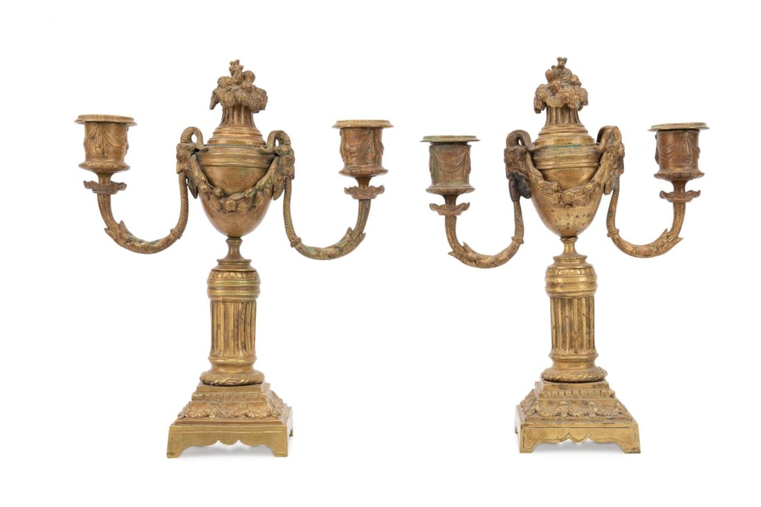 PAIR 19TH C. LOUIS XVI STYLE BRONZE