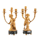 PAIR 19TH C LOUIS XVI BRONZE P