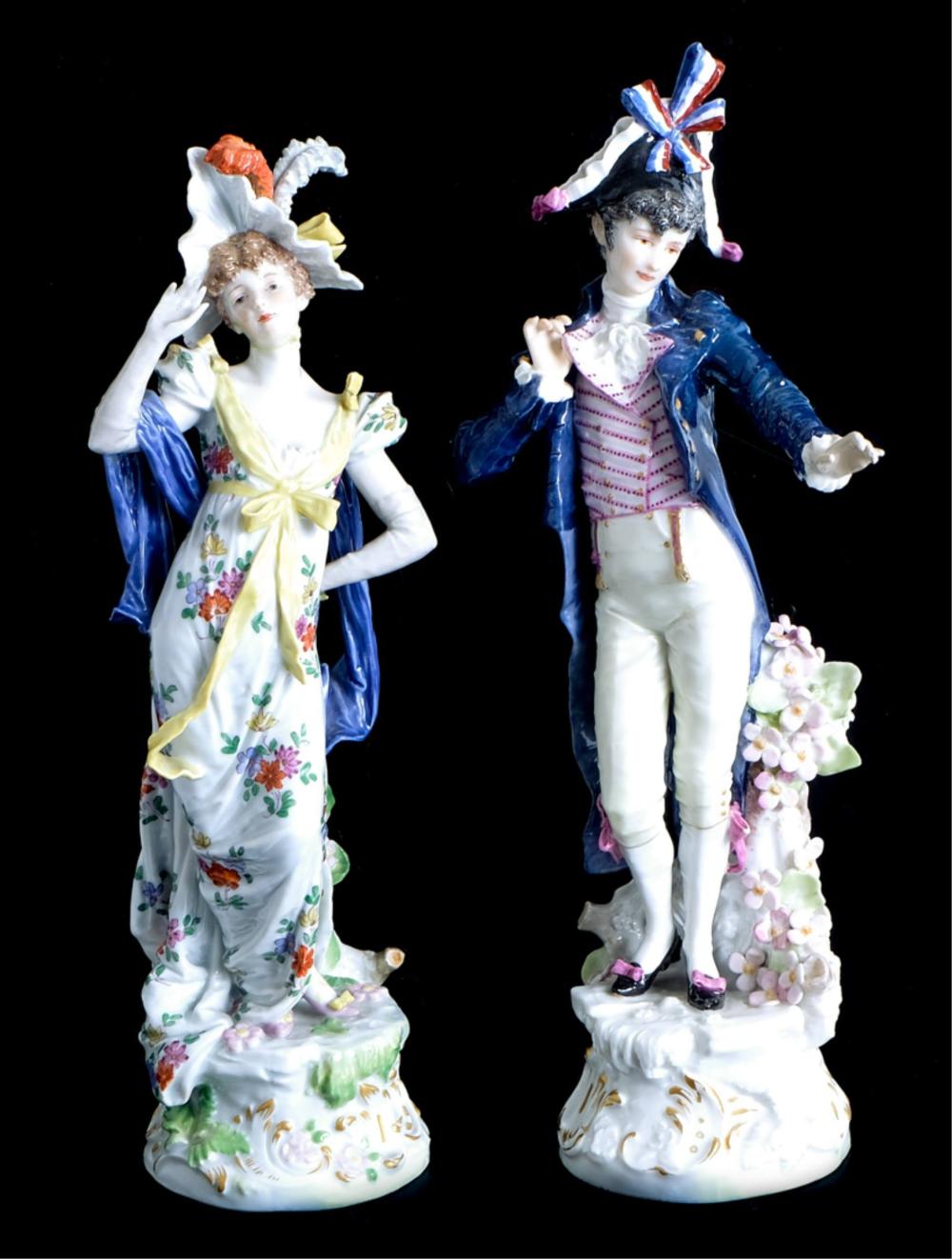 PAIR, 19TH C MEISSEN COSTUME