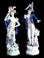 PAIR, 19TH C MEISSEN COSTUME F