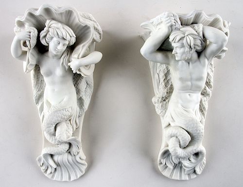PAIR 19TH C MINTON BISQUE PORCELAIN