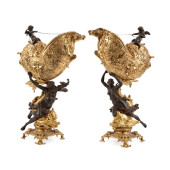 PAIR 19TH C. NAUTILUS SHELL GI