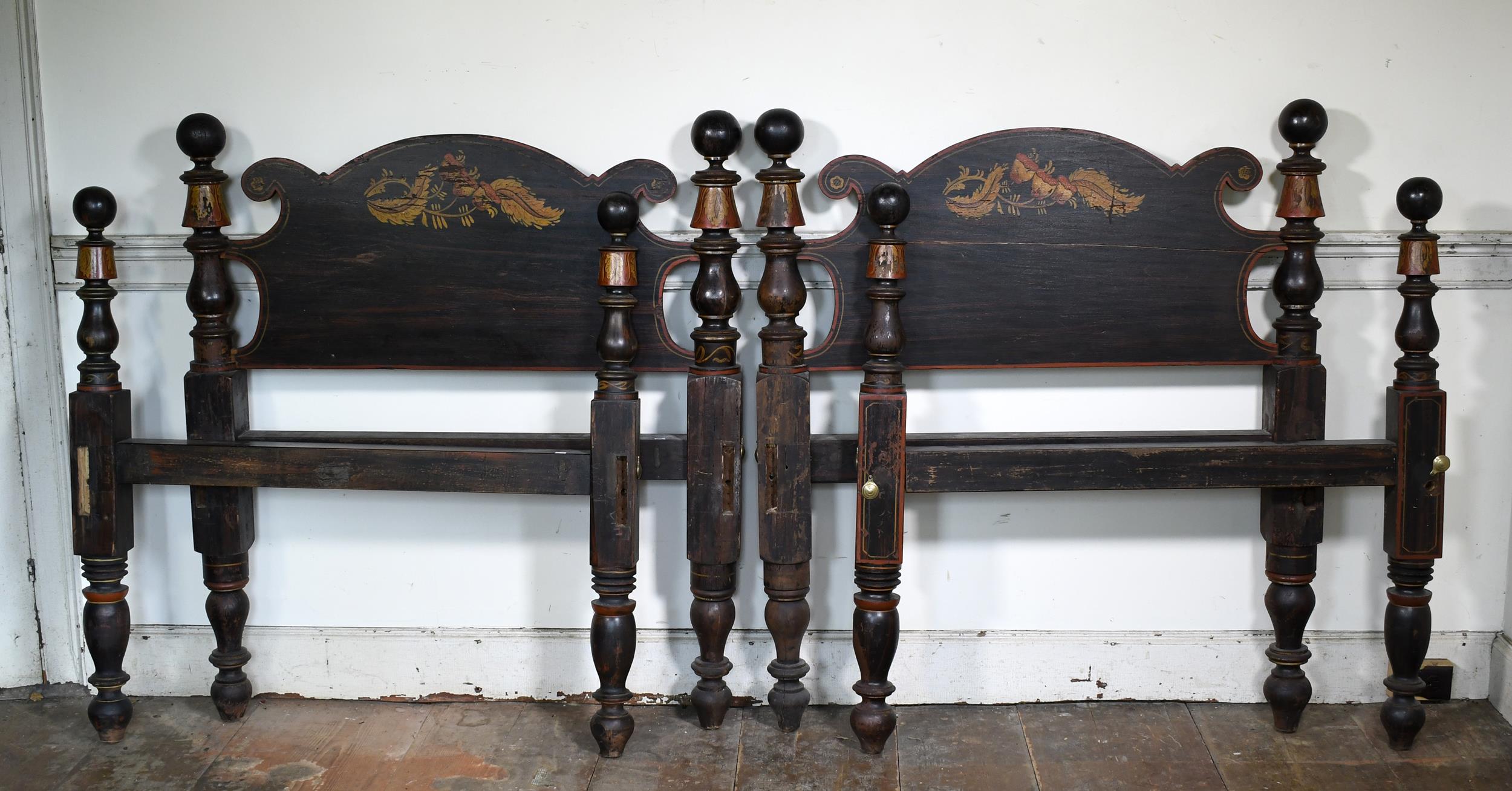 PAIR 19TH C. PAINT DECORATED