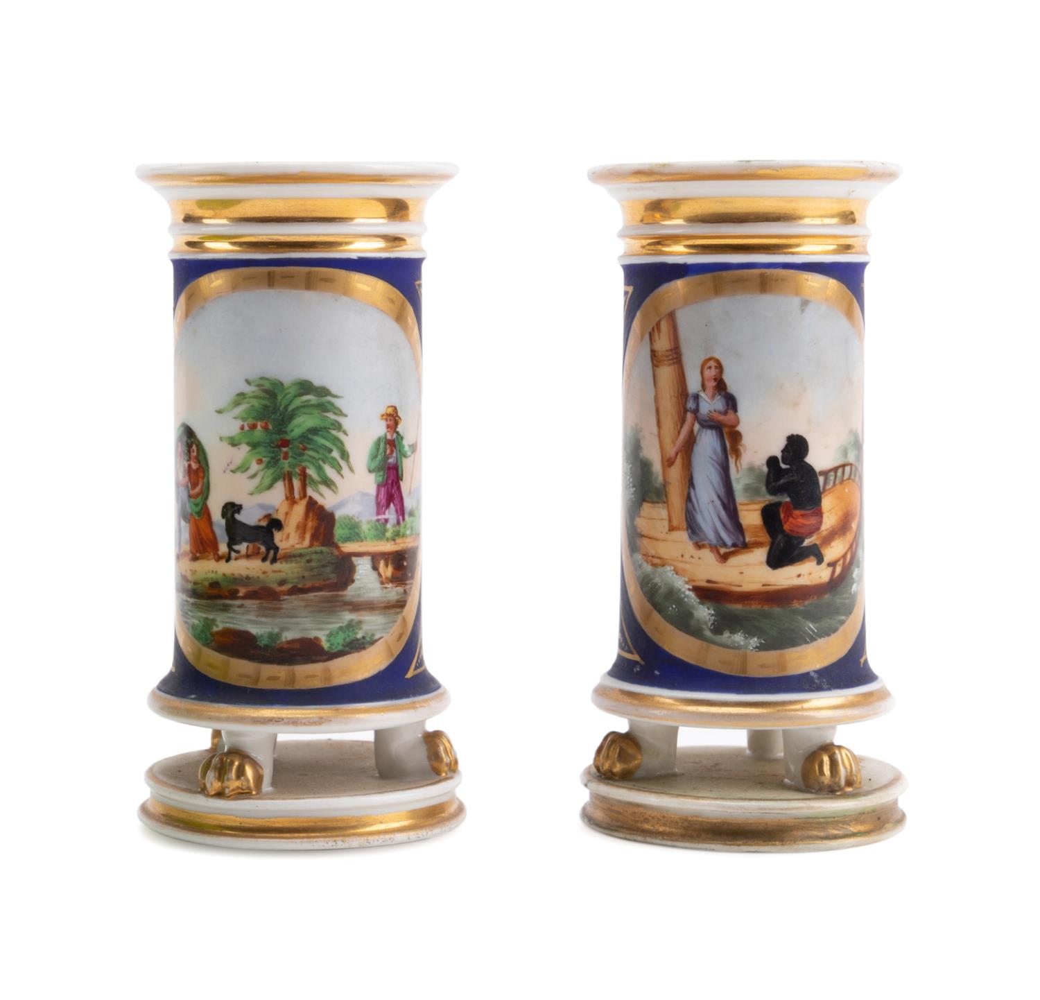 PAIR 19TH C. PARIS PORCELAIN COBALT