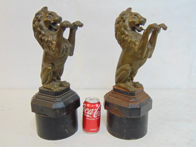 PAIR 19TH CENTURY BRASS & IRON LION