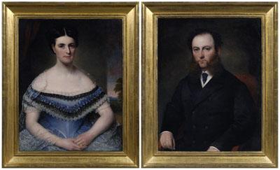 Pair 19th century portraits,