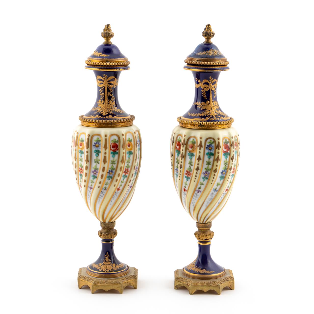PAIR, 19TH CENTURY SEVRES BLEU DU