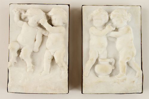 PAIR 19TH CENTURY WHITE MARBLE