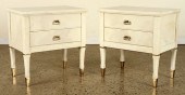 PAIR 2 DRAWER PARCHMET END TAB
