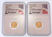 PAIR 2021 $5 GOLD EAGLES MS 70