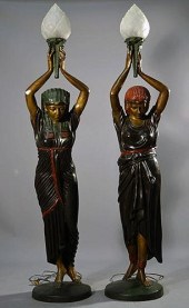 PAIR 20TH C. BRONZE ORIENTALIS