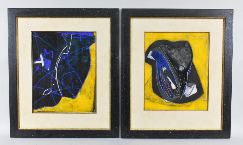 PAIR 20TH CENT ABSTRACT PASTEL &