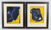 PAIR 20TH CENT ABSTRACT PASTEL