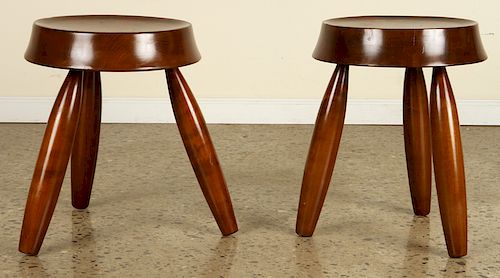 PAIR 3-LEGGED STOOLS MANNER OF JEAN