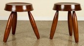 PAIR 3-LEGGED STOOLS MANNER OF
