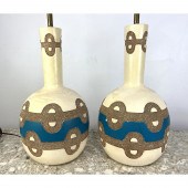 Pair 50s Modern Decorated Plas
