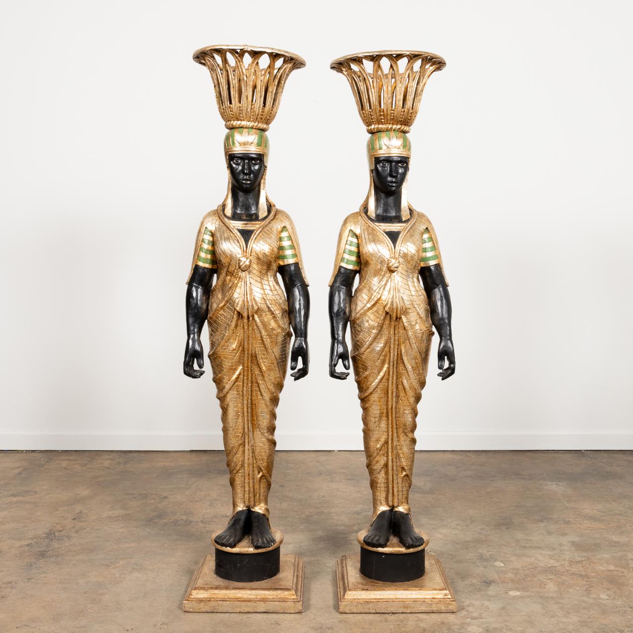 PAIR, 70" NEO-EGYPTIAN STANDING